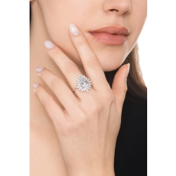 Bague Or Blanc 18k aigue-marine taille poire et diamants 2