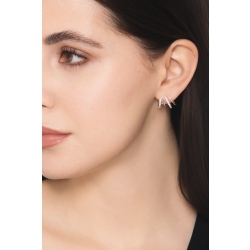 Boucles d’oreilles or blanc 18k quatre rangées de diamants 2