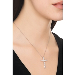 Collier or blanc 18k avec croix en diamants 2