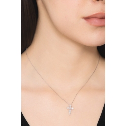 Collier en or blanc 750 avec croix en diamants 2