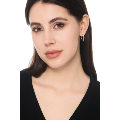 Créoles avec diamants en or blanc 18k