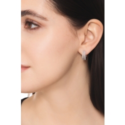 Boucles d’oreilles cercle Or Blanc 18k avec 3 rangs de diamants 2