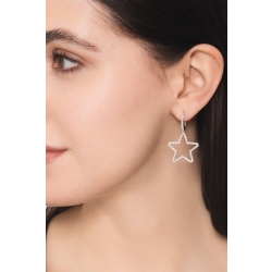 Boucles d’oreilles pendantes en Or Blanc 18k avec étoiles en diamants 2