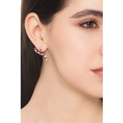 Boucles d’oreilles asymétriques Or Blanc 18k avec rubis et diamants 2