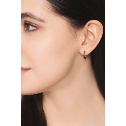 Créole mono en or blanc 750 avec diamants noirs 2