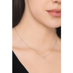 Collier en Or Blanc 750 Diamant Solitaire 0,07 ct 2