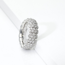 Bague élastique Or Blanc 18k avec diamants