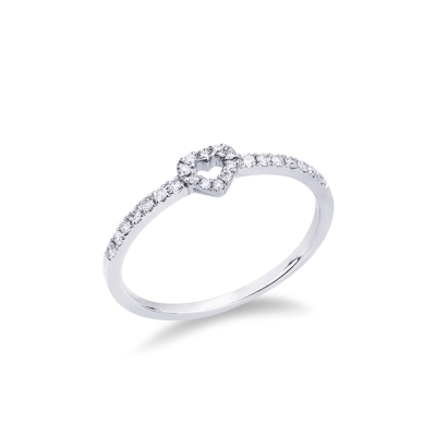 Bague en Or Blanc 18k avec design cœur en diamants