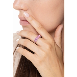 Bague en or blanc 18 carats avec diamants et saphirs roses 2