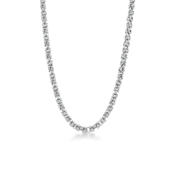 Collier en or blanc 18k à maille byzantine 60 cm