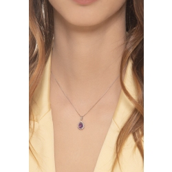 Collier en or blanc 18k avec pendentif en améthyste  2