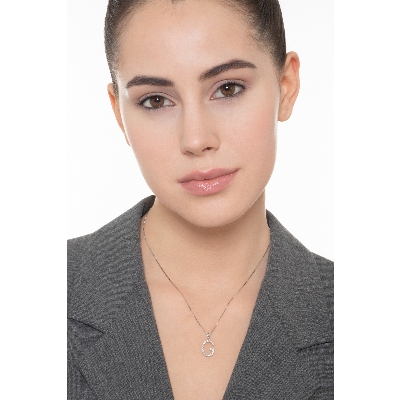 Collier lettre G en or blanc 18 carats avec diamants
