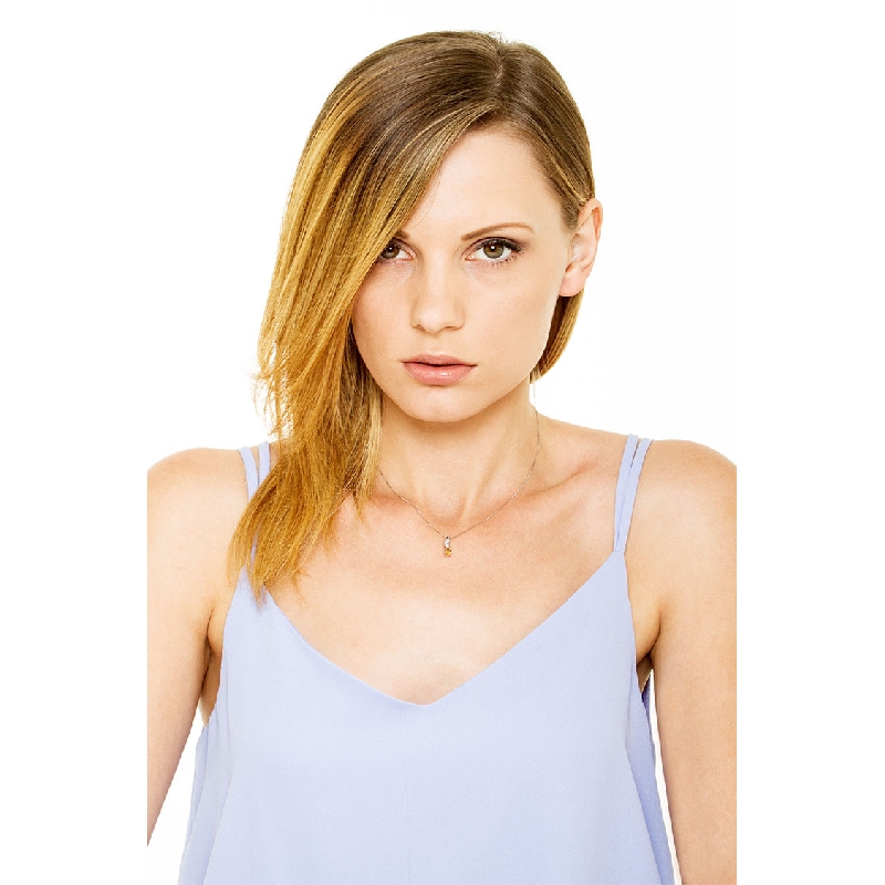 Collier en Or Blanc 18k avec Citrine et Diamants