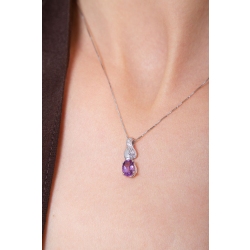 Collier femme en or blanc 18k avec améthyste et diamants 2