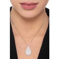 Collier or blanc 18K avec pendentif pavé de diamants 2