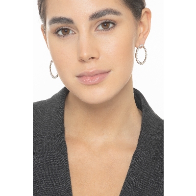 Boucles d'oreilles créoles en Or Blanc 18k avec Diamants pour femme