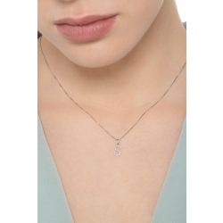 Collier avec lettre  S or blanc et diamants 2