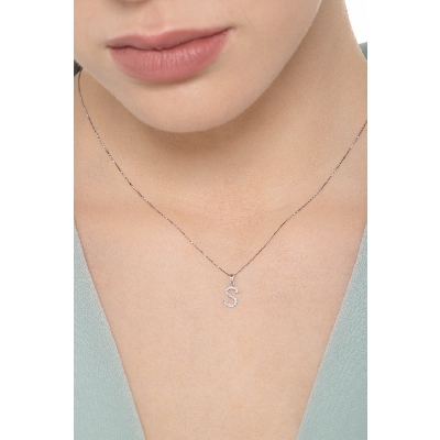 Collier avec lettre  S or blanc et diamants