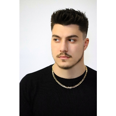 Collier maille gourmette en or jaune 18k, cm 50