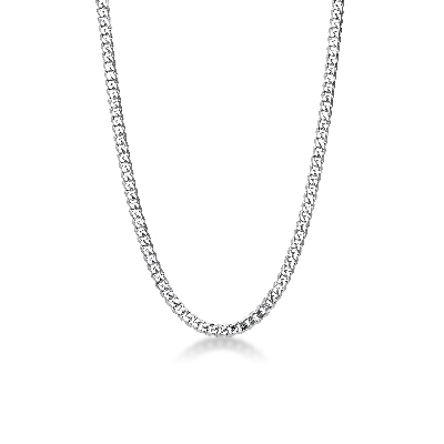 Collier à mailles gourmette en or blanc 18k, cm 50.