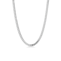 Collier gourmette en or blanc 18k, 60 cm