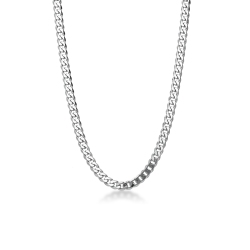 Collier chaine gourmette en or blanc 18k, cm 50