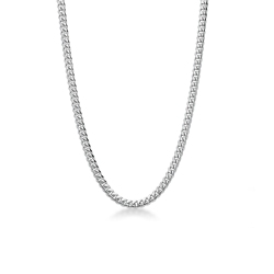 Chaîne Gourmette, Or Blanc 750, longueur 50 cm