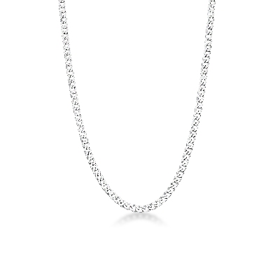 Chaîne à maillons gourmette en or blanc 18k, cm 60.