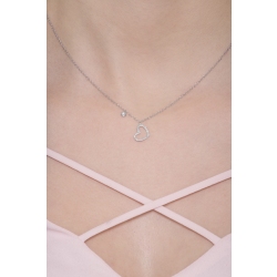 Collier en or blanc 18 carats avec pendentif cœur en diamants et solitaire 2