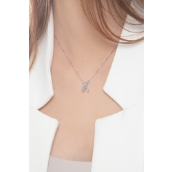 Collier en or blanc 18 carats croisé en diamants 2