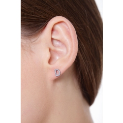 Boucle d'oreille lettre  D  en diamants et or blanc 750 2