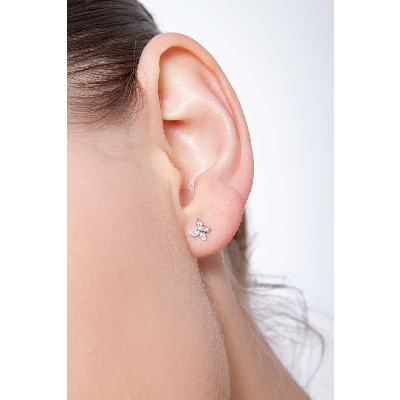 Boucles d’oreilles papillon en or blanc 18k avec diamants 5 mm