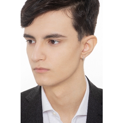 Créole mono en or blanc 18k et diamants blancs