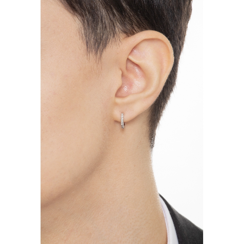 Créole mono en or blanc 18k et diamants blancs Créole mono en or blanc 18k et diamants blancs