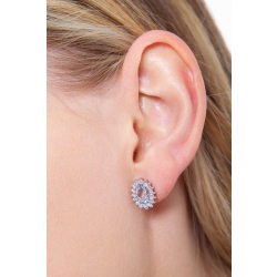 Boucles d'oreilles halo en or blanc 18k avec aigue-marine ovale et diamants  2