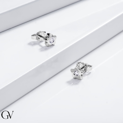 Boucles d’oreilles étoile avec diamants Or Blanc 18k