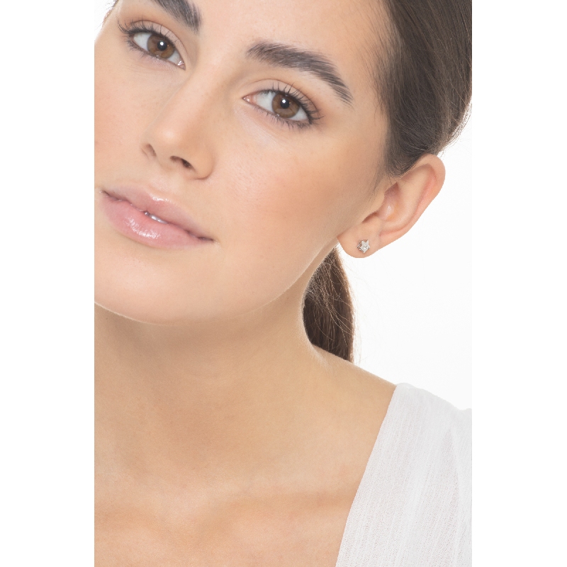 Boucles d’oreilles étoile avec diamants Or Blanc 18k