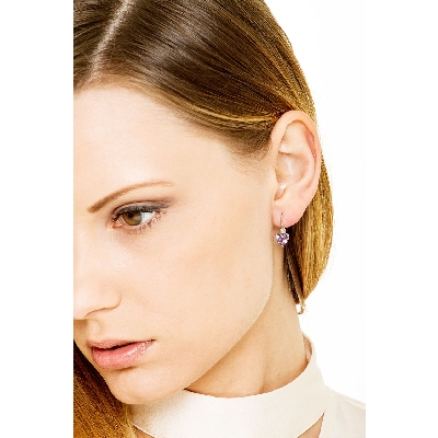 Boucles d'oreilles en or blanc 18k avec améthyste et diamants
