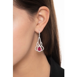 Boucles d oreilles en Or Blanc 18k avec Diamants et Rubis 2
