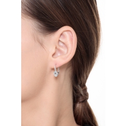 Boucles d’oreilles dormeuses en or blanc avec aigue-marines et diamants 2