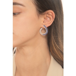 Boucles d'oreilles en or blanc 18kt avec saphirs bleus et diamants 2