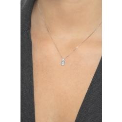Collier en or blanc 18 carats avec aigue-marine centrale et diamant 2