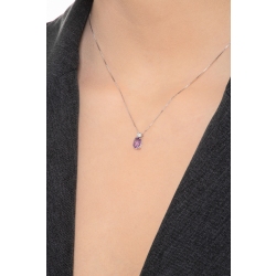 Collier avec pendentif en or blanc 18 carats avec diamant et améthyste  2