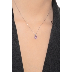 Collier en or blanc 18 carats avec améthyste centrale et diamant 2