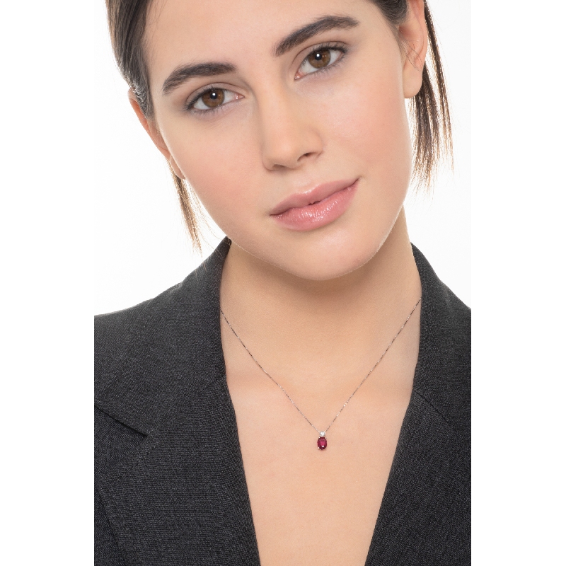 Collier or blanc 18k rubis et diamant Collier or blanc 18k rubis et diamant