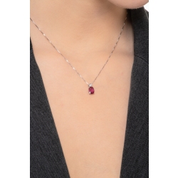 Collier or blanc 18k rubis et diamant 2