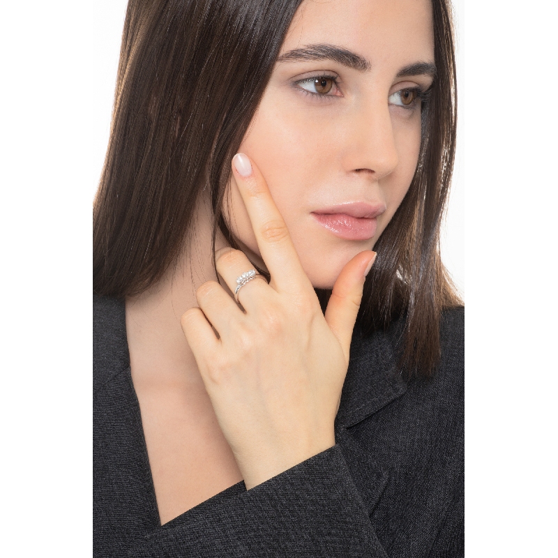Bague trilogy en or blanc 18k avec diamants taille brillant 0.45 ct