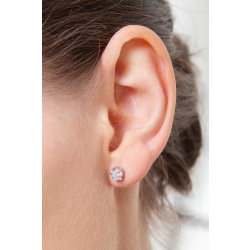 Boucles d’oreilles or blanc 18k fleur diamants ct. 0,22 2