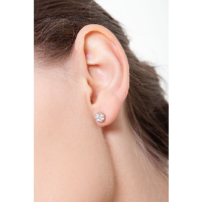 Boucles d’oreilles raffinées or blanc 18k avec diamant ct. 0,50