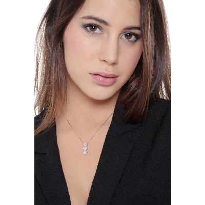 Collier à 3 pendentifs illusion en or blanc 18 carats avec diamants